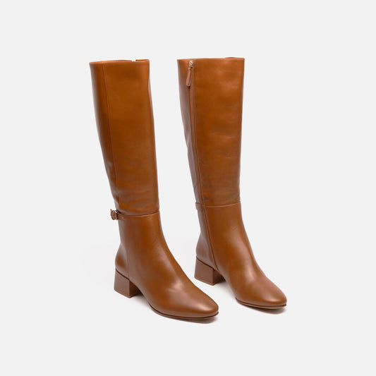 Brown Leather Knee High Boot