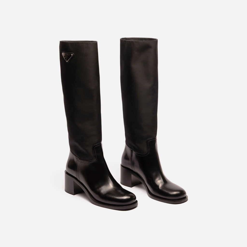 Prada Boot High Leather Nylon
