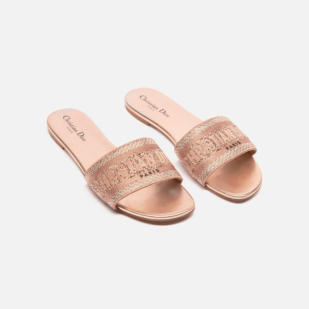 Christian Dior Blush Pink Crystal Slides, 41