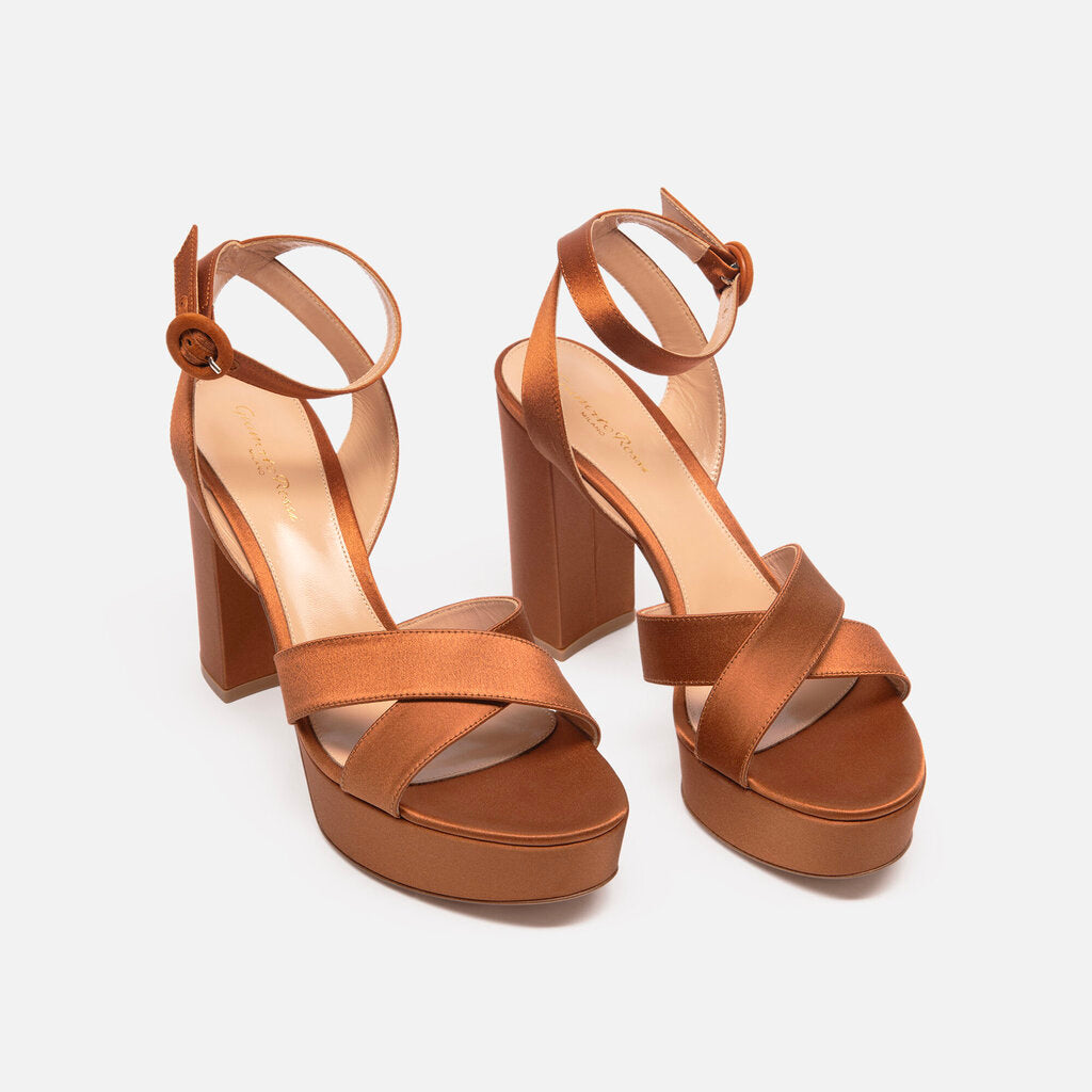 Gianvito Rossi Orange Satin Platform Platform Sandal