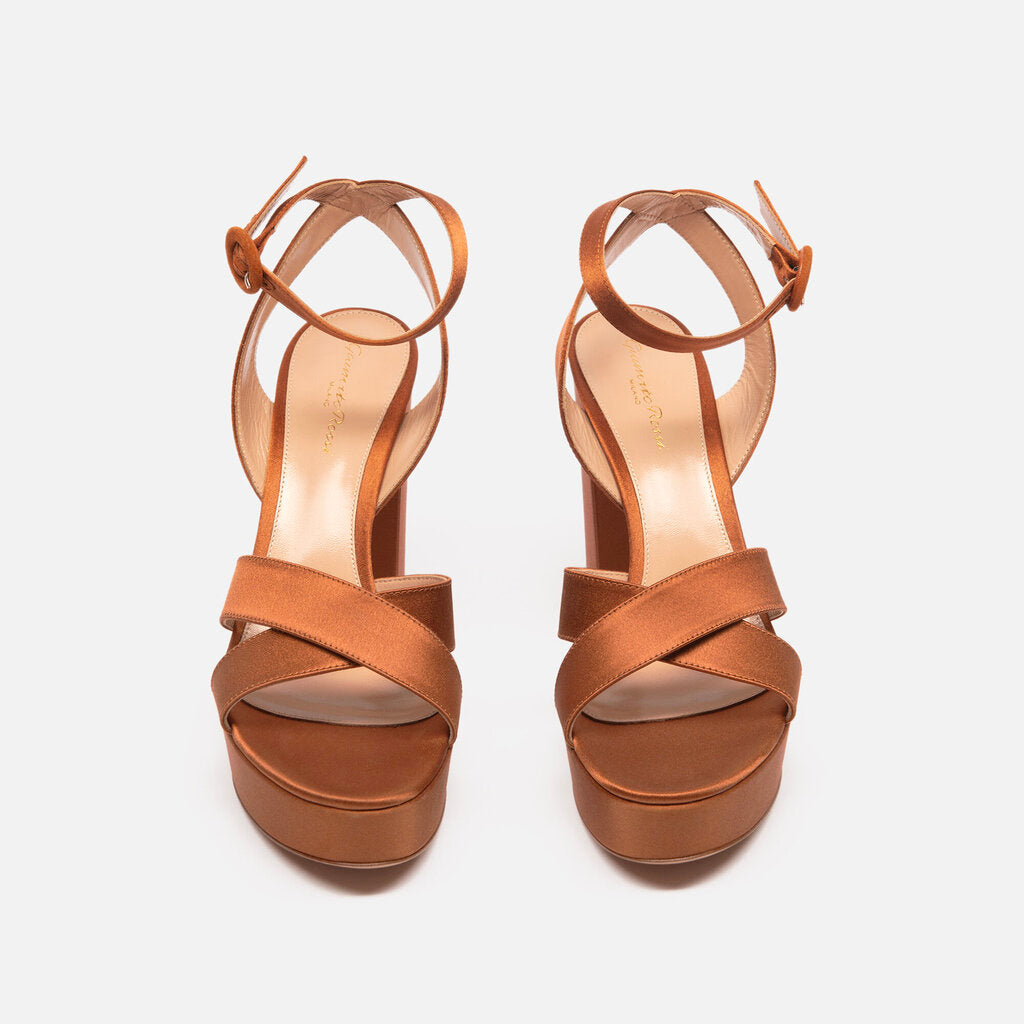 Gianvito Rossi Orange Satin Platform Platform Sandal