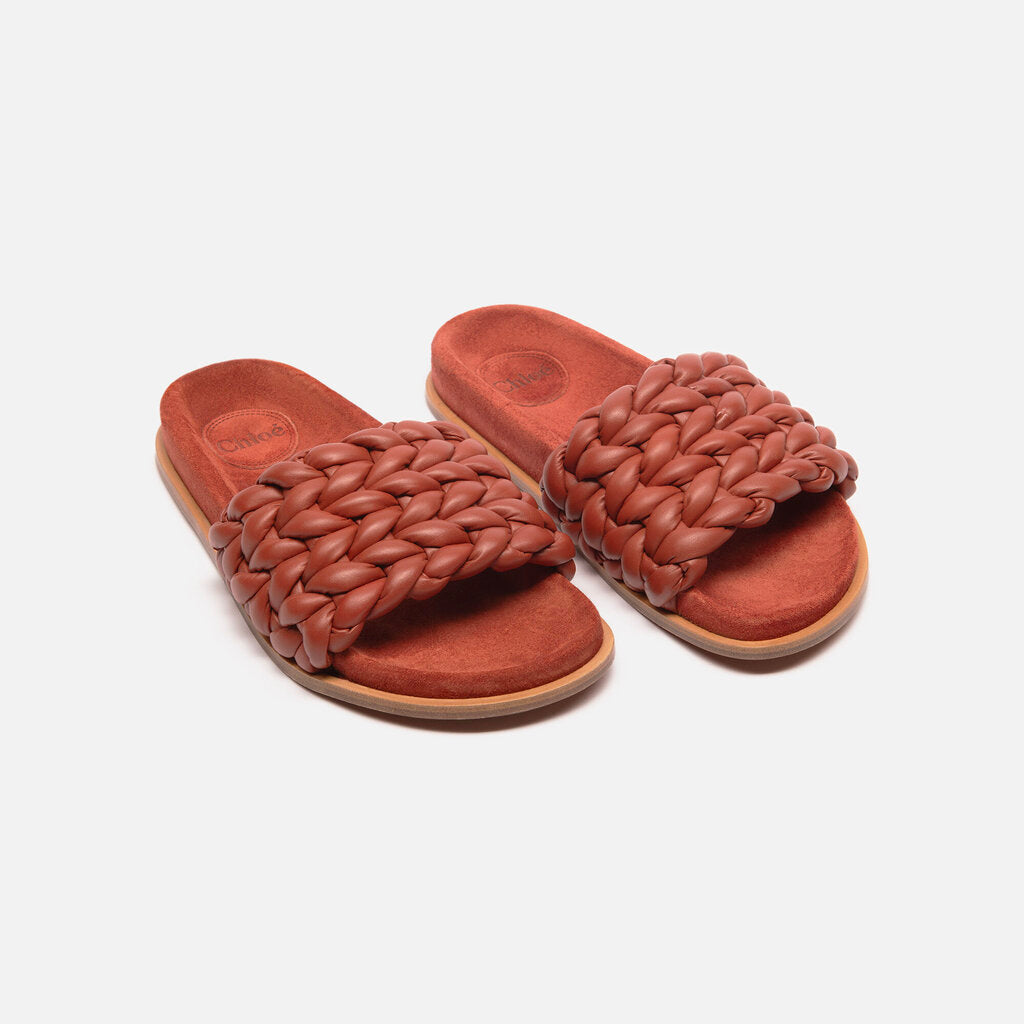 Chloe Red Braided Leather Slide