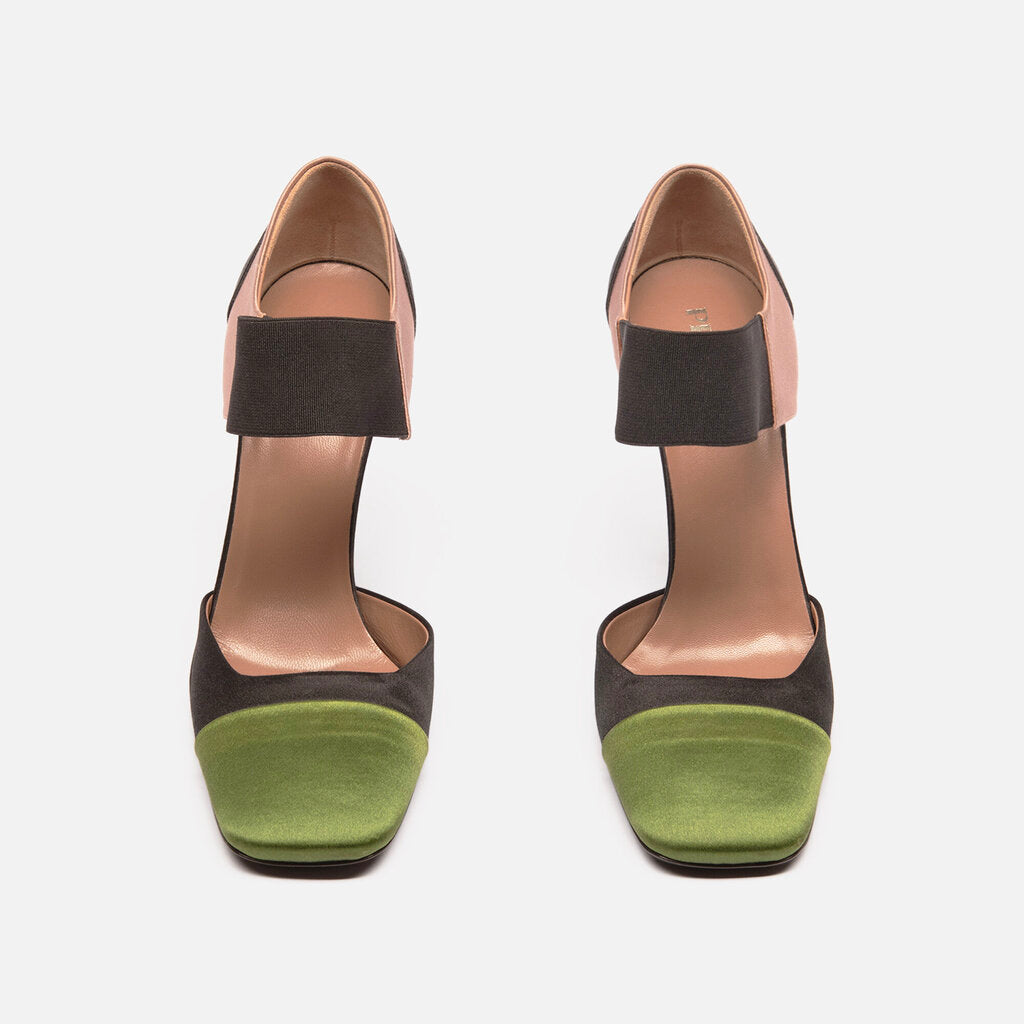 Prada Black/Green Cap Toe Pump