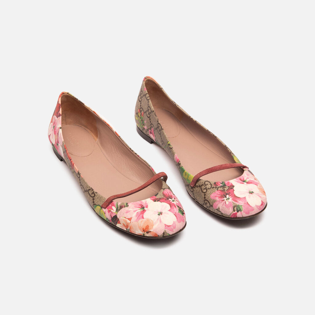 Gucci Flora GG Canvas MaryJane Flat, 36.5