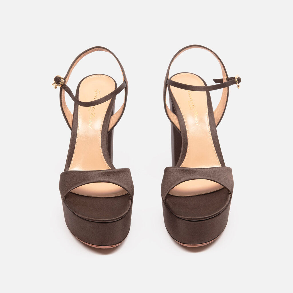 Gianvito Rossi Brown Satin Platform Sandals