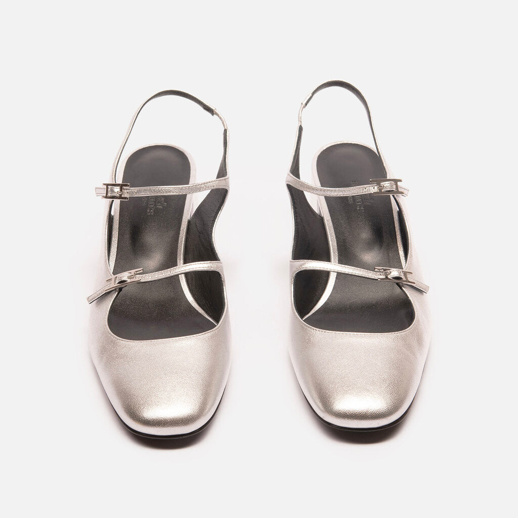 Hermes Silver Metallicc Mary Jane