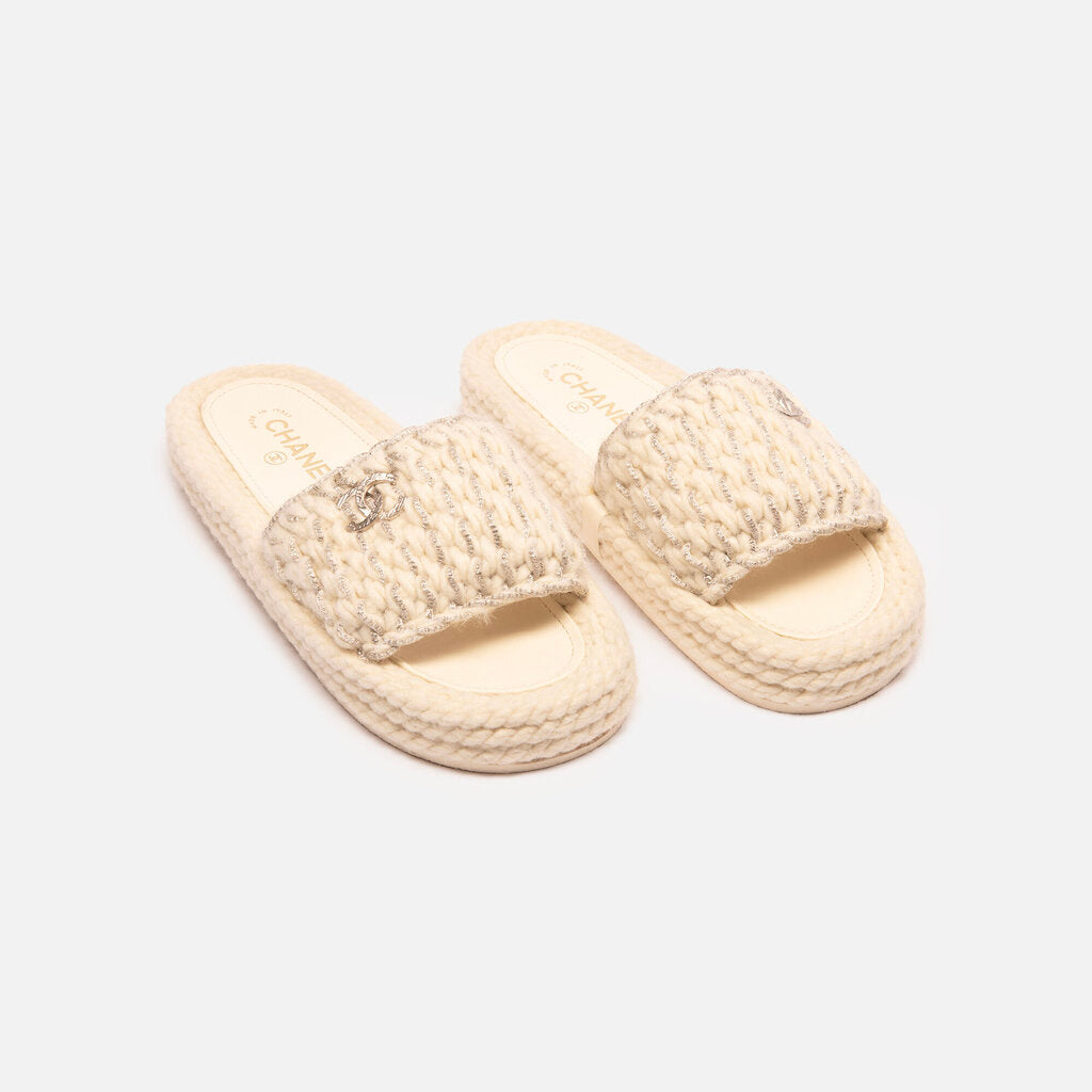 Chanel Chanel Cream Tweed Slide