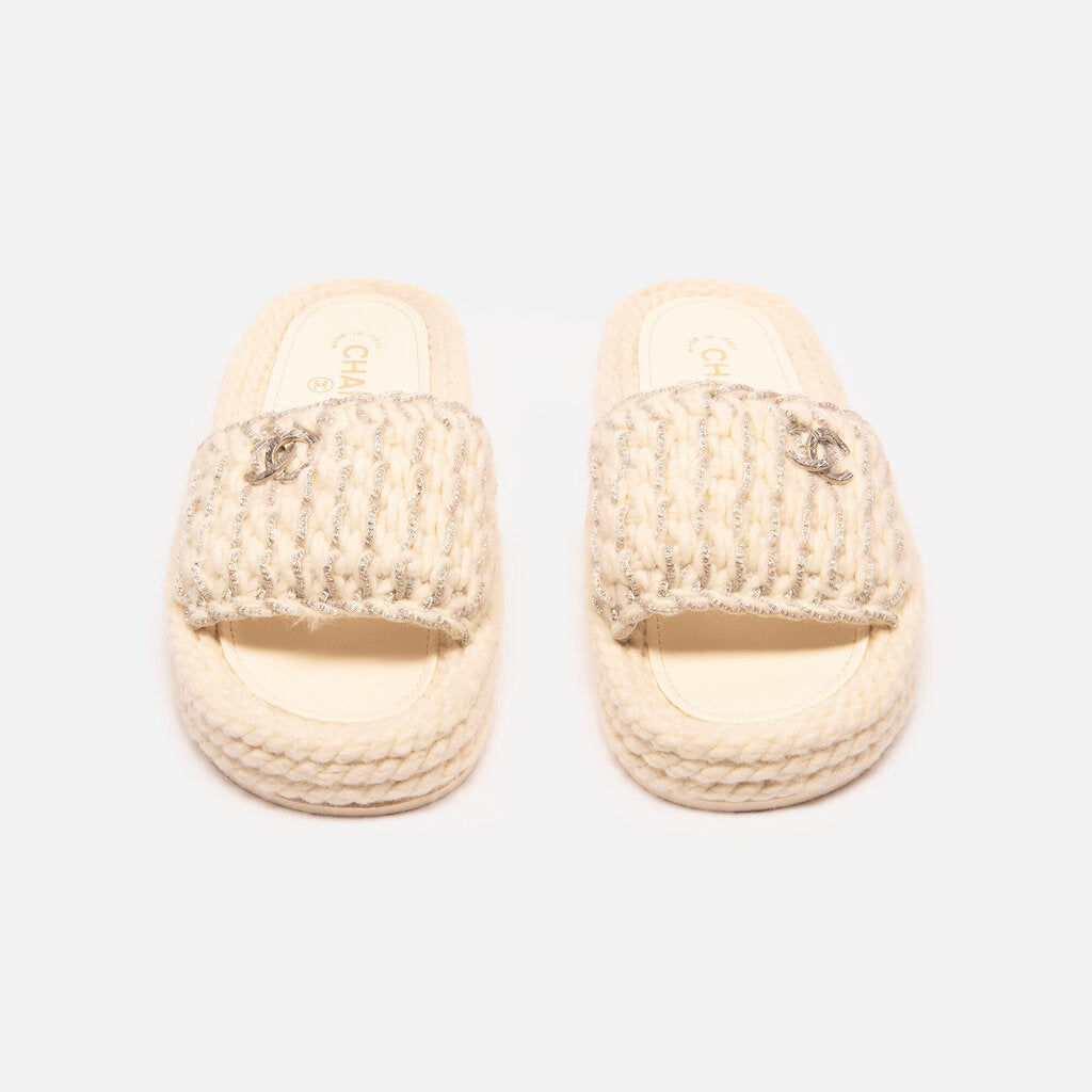 Chanel Chanel Cream Tweed Slide