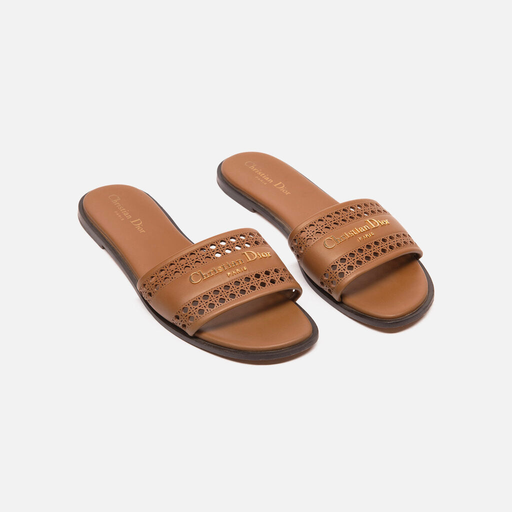 Christian Dior Brown Leather Slide Sandal