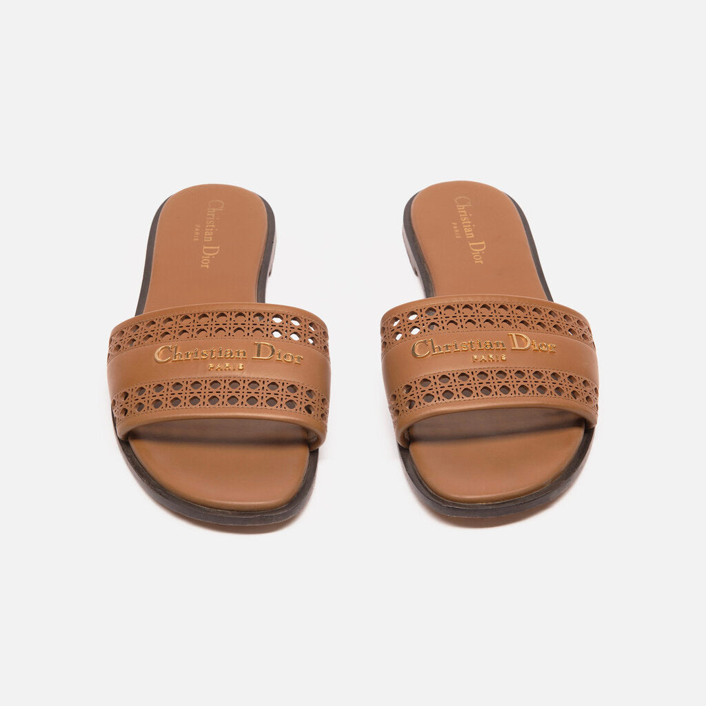 Christian Dior Brown Leather Slide Sandal
