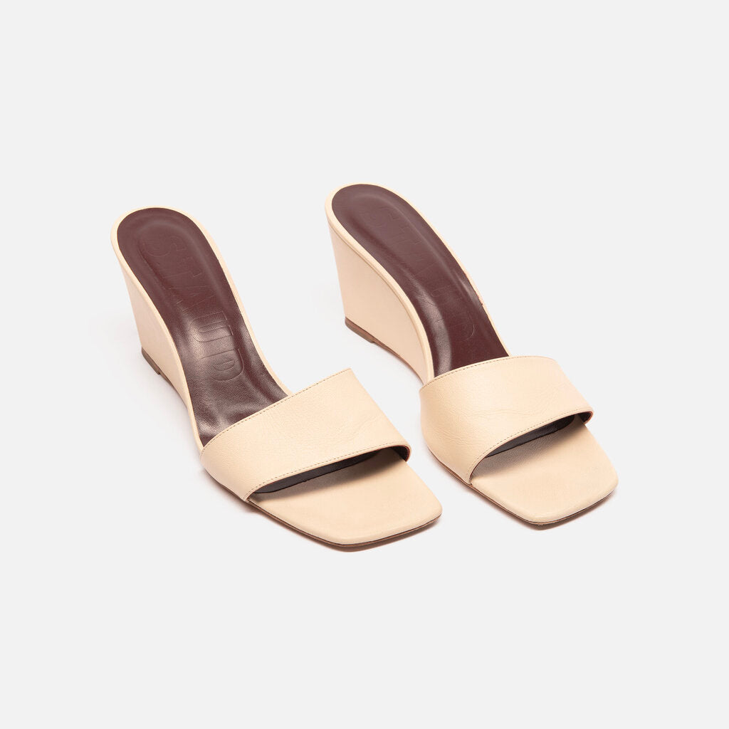 Staud Beige Leather Heeled Sandal