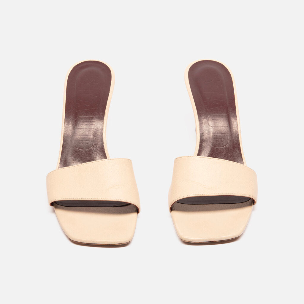 Staud Beige Leather Heeled Sandal
