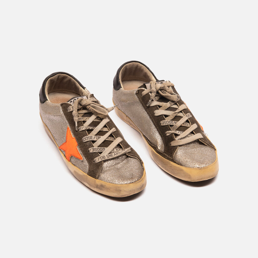 Golden Goose Silver Orange Star Sneaker