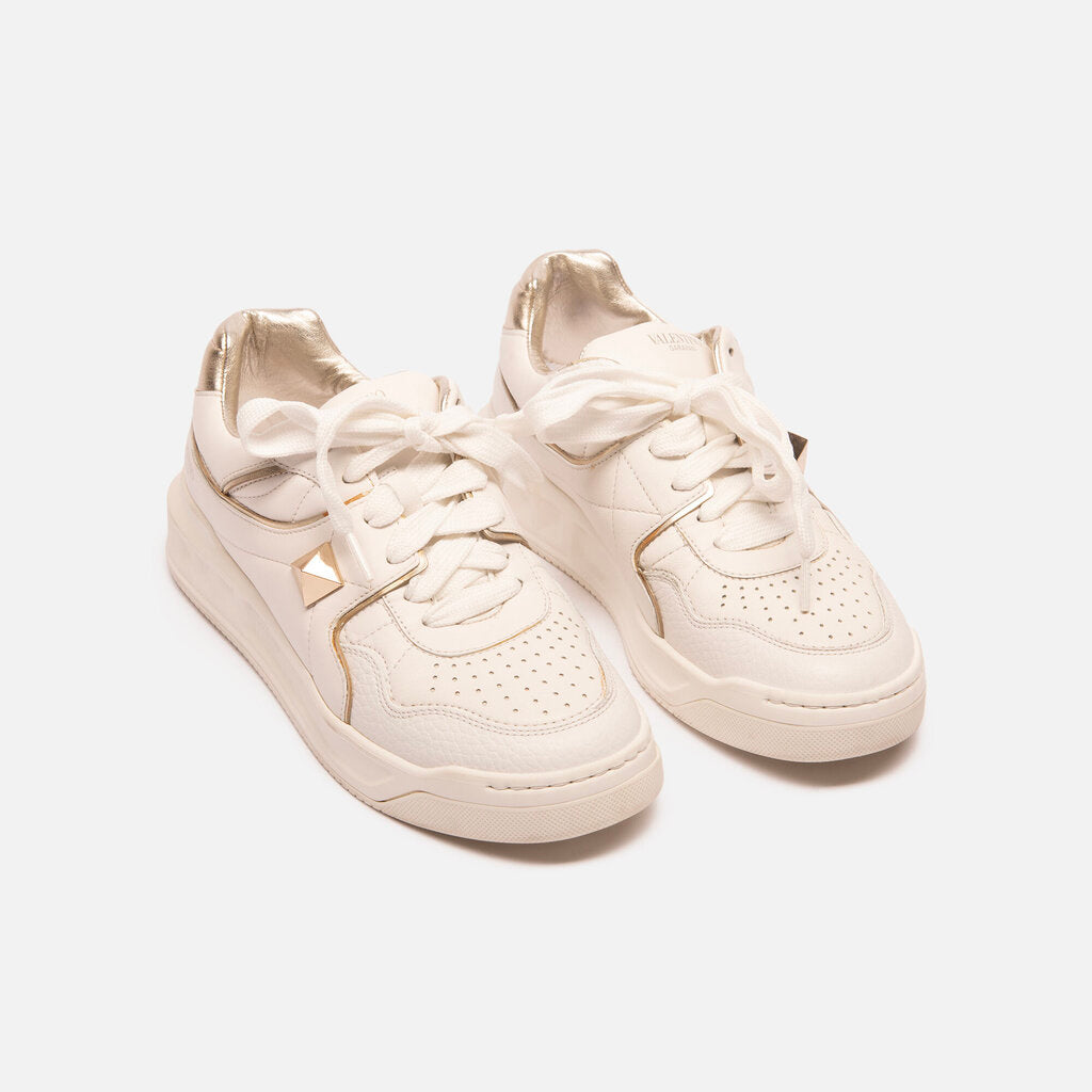 Valentino White One Stud Low Top Sneaker