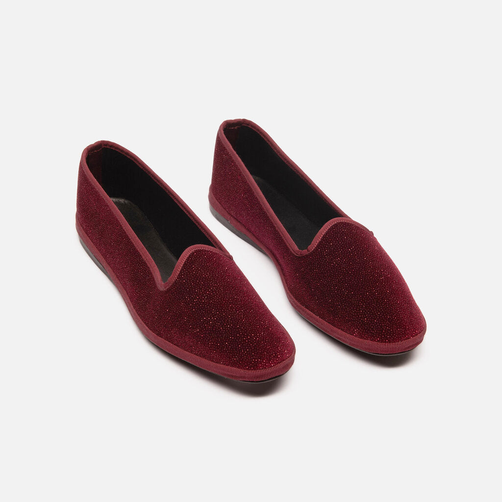 M Gemi Red Velvet Sparkle Flats