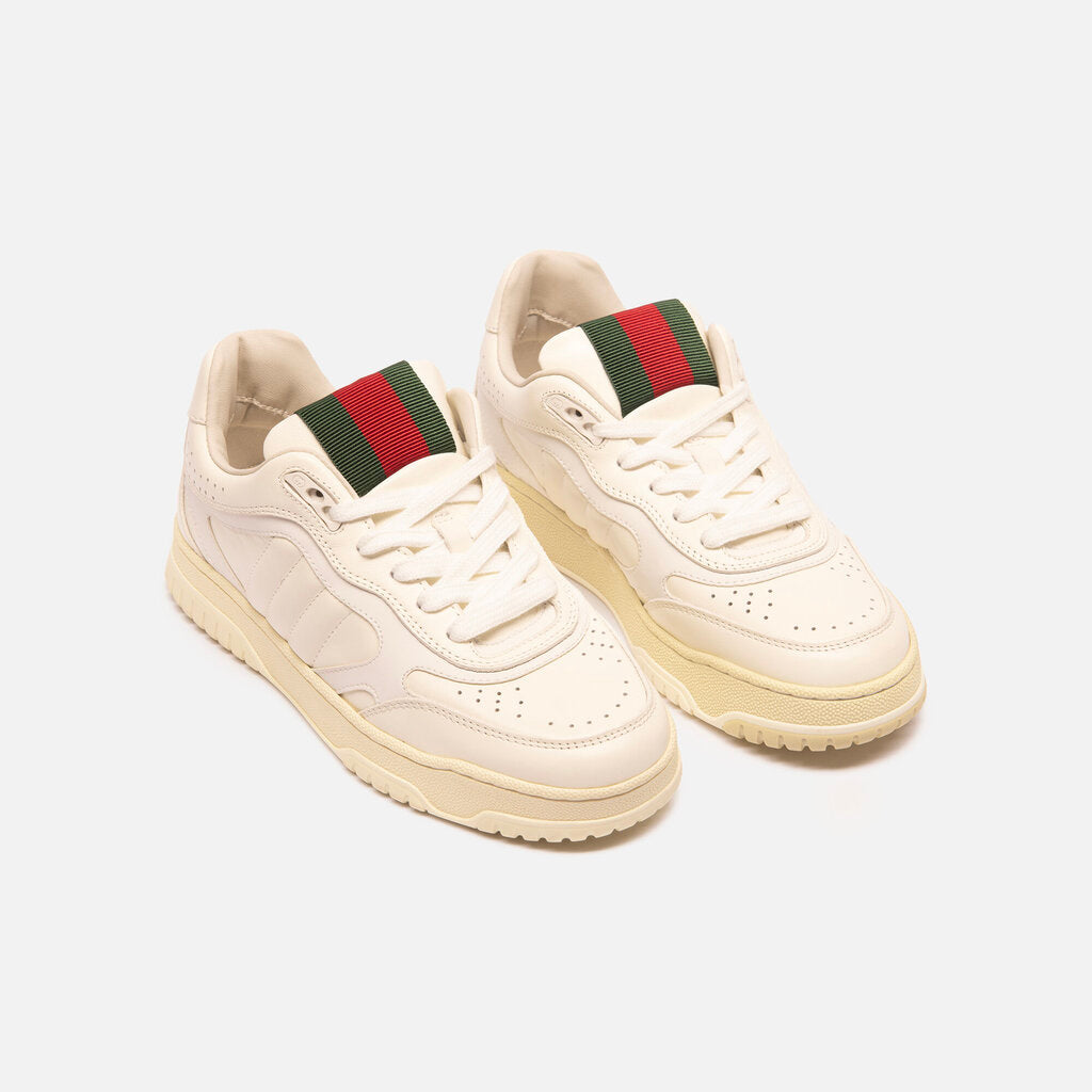 Gucci Off White Leather Web Sneakers