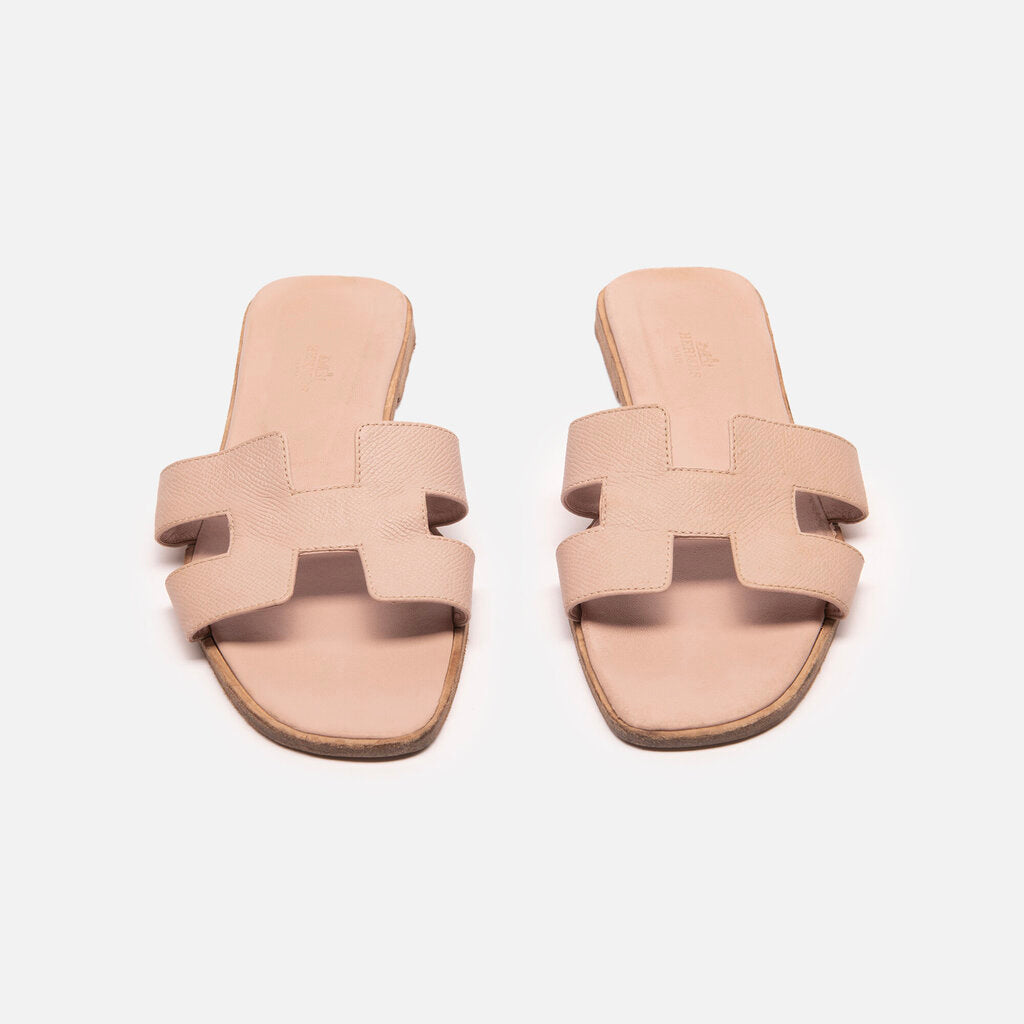 Hermes Pink Leather Oran Sandal