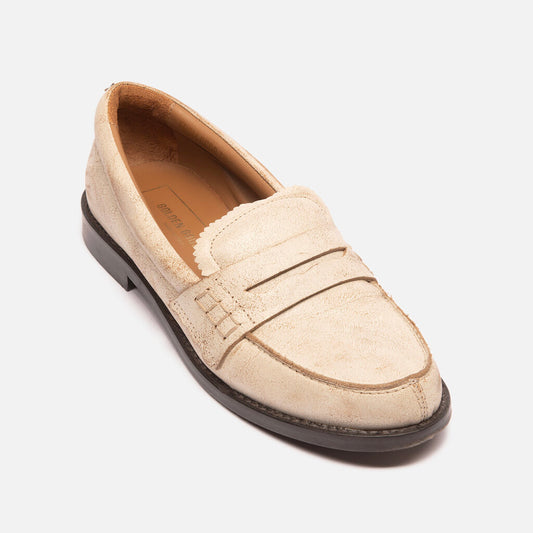 Golden Goose Cream Distressed Loafer