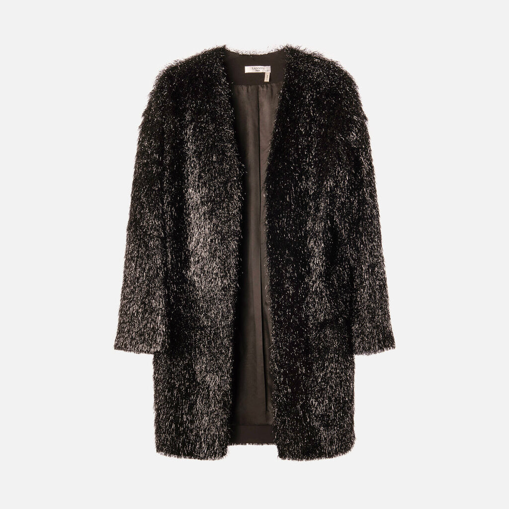 Lanvin Black Poly Tinsel Trench Coat
