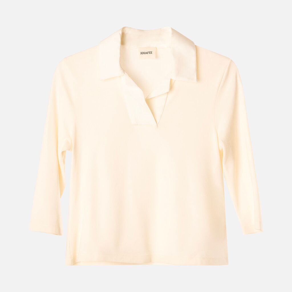 Khaite Cream Cotton Polo Shirt