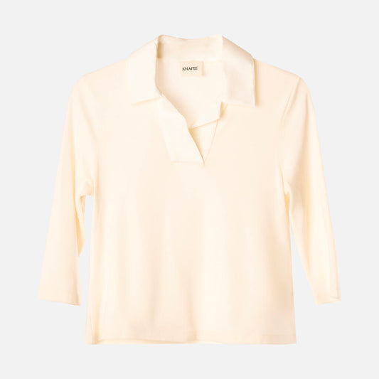 Khaite Cream Cotton Polo Shirt