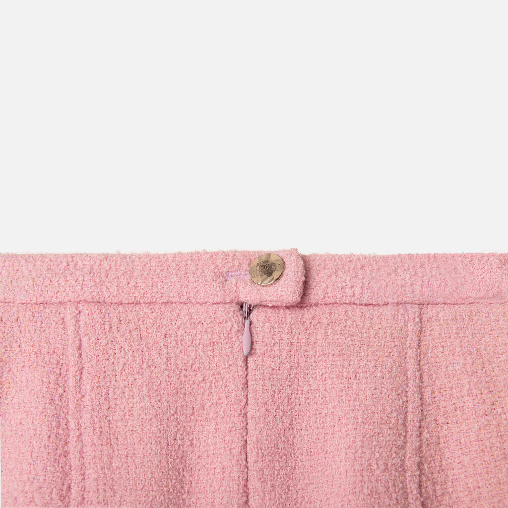 Chanel Boutique Pink Wool Mini Skirt