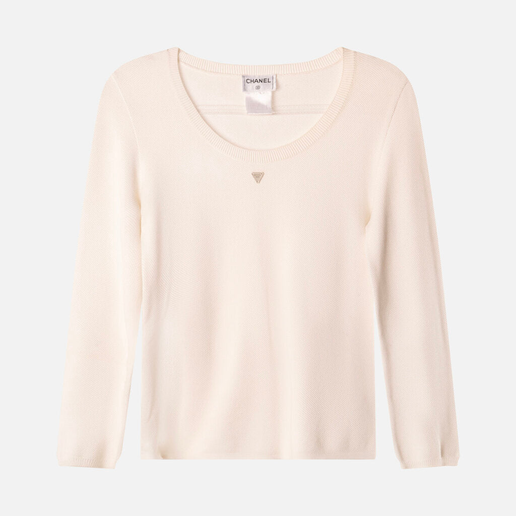 Chanel Cruise Cotton Knit Mesh Long Sleeve Crewneck