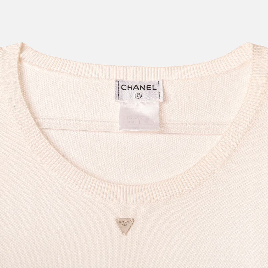 Chanel Cruise Cotton Knit Mesh Long Sleeve Crewneck