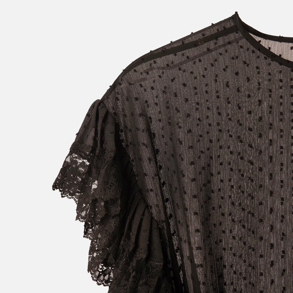 Zimmermann Black Poly Dotted Lace-Trim Dress