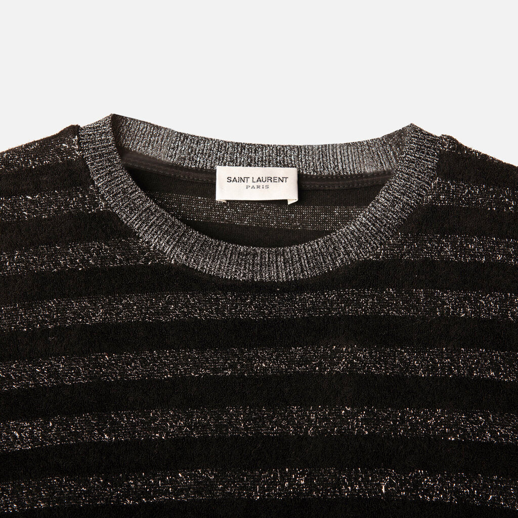Saint Laurent Black/Metallic Viscose Blend Sweater