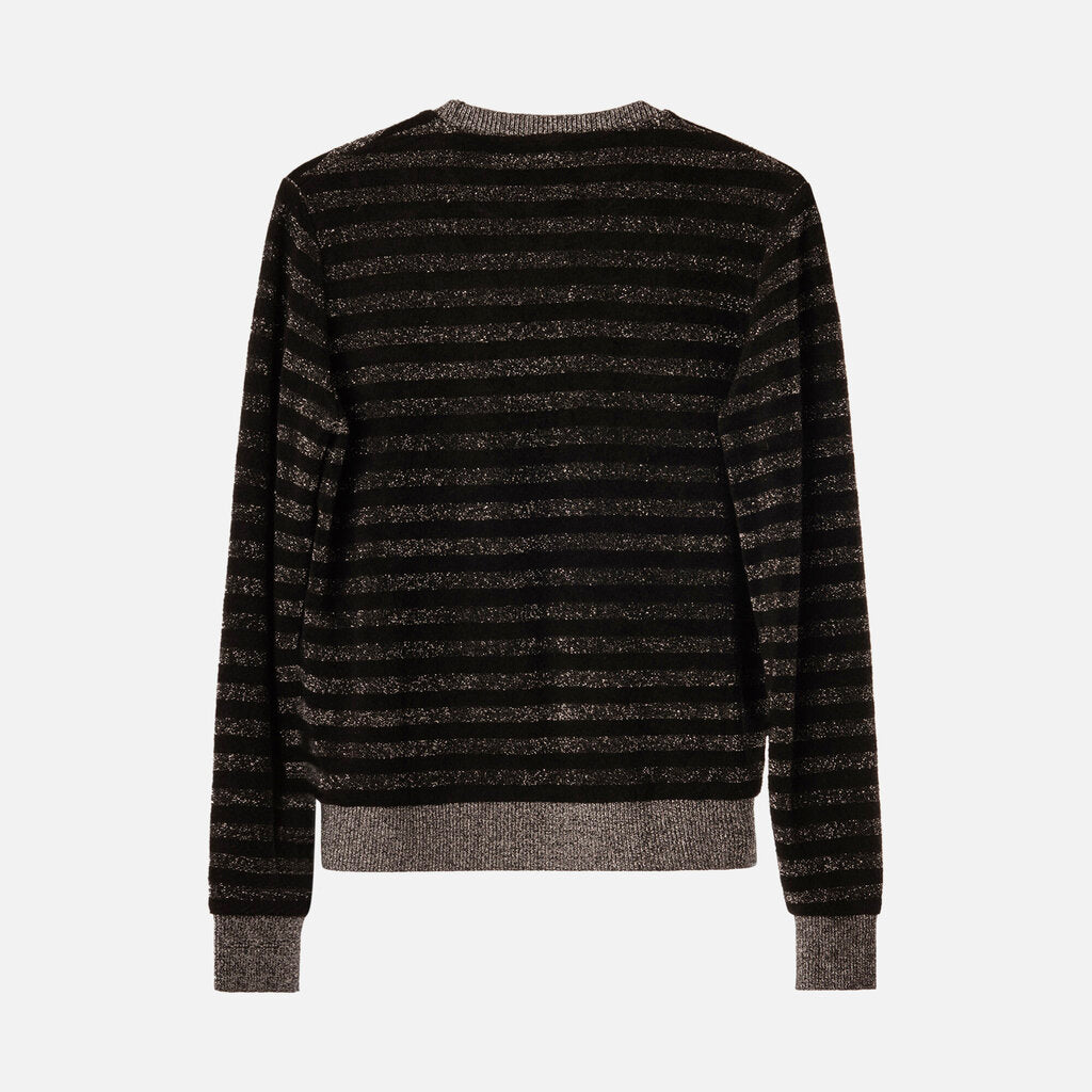 Saint Laurent Black/Metallic Viscose Blend Sweater