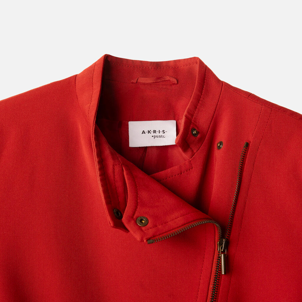 Akris Punto Orange Wool Blazer With Leather Sleeves