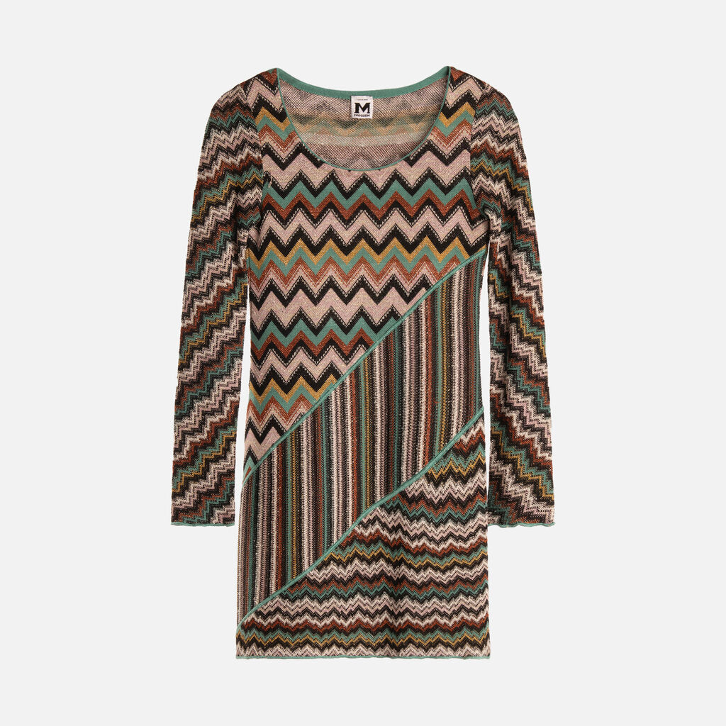 Missoni Multicolor Poly Blend Chevron Knit Dress