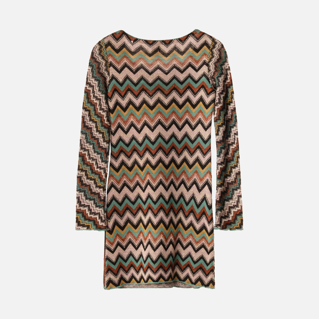 Missoni Multicolor Poly Blend Chevron Knit Dress