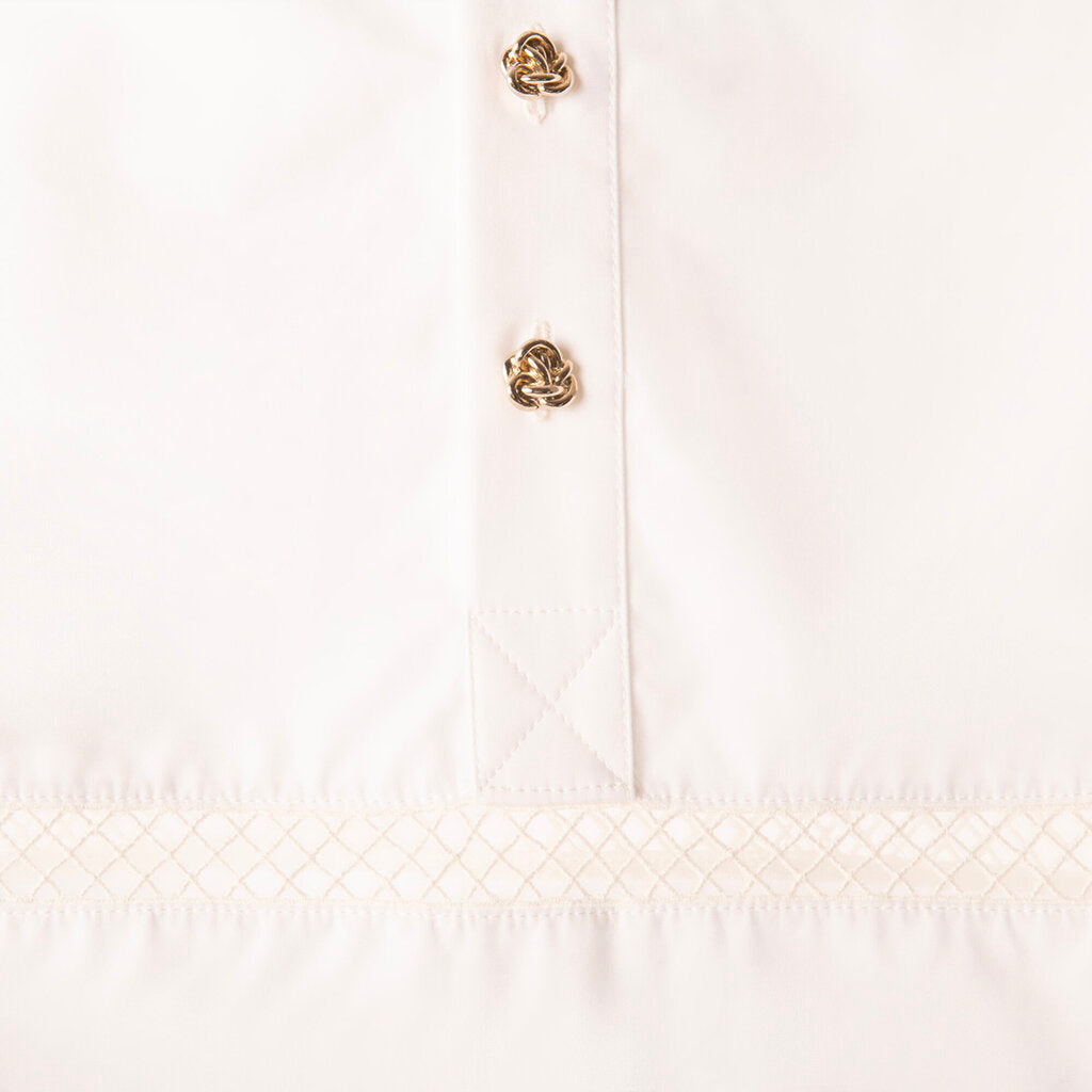 Chloe White Cotton Puff Sleeve Gold Cufflink