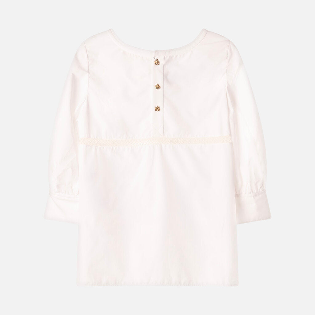 Chloe White Cotton Puff Sleeve Gold Cufflink