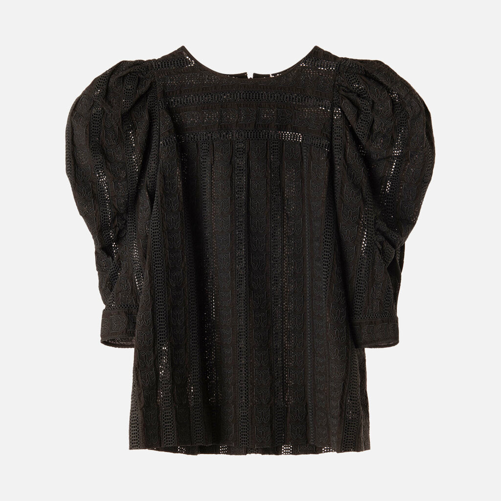 Chloe Black Cotton Embroidered Top