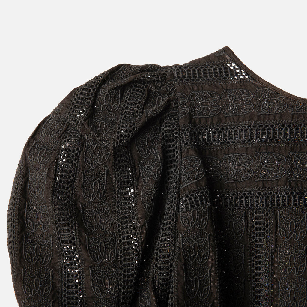 Chloe Black Cotton Embroidered Top