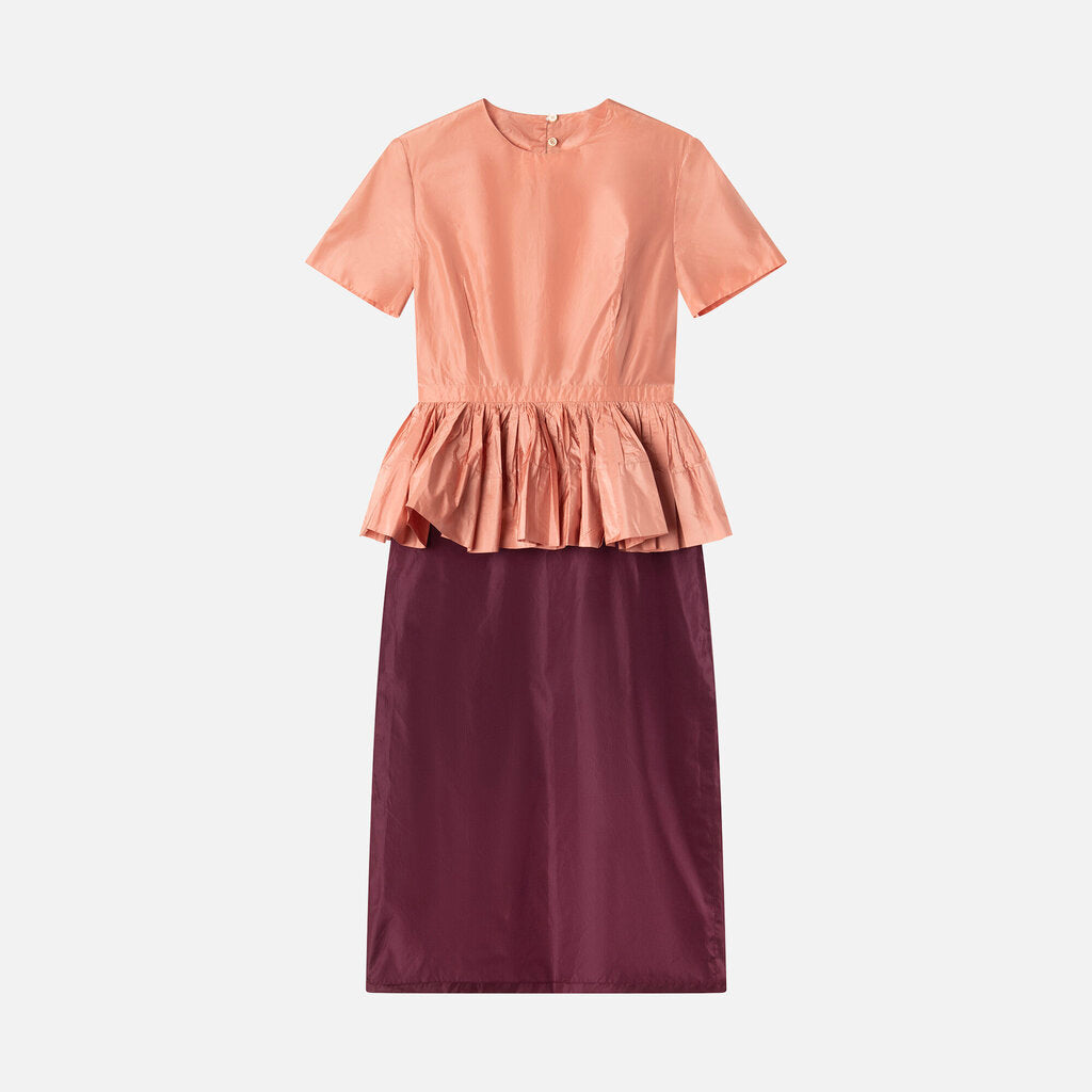 Gucci Pink/Purple Silk Peplum Midi Dress