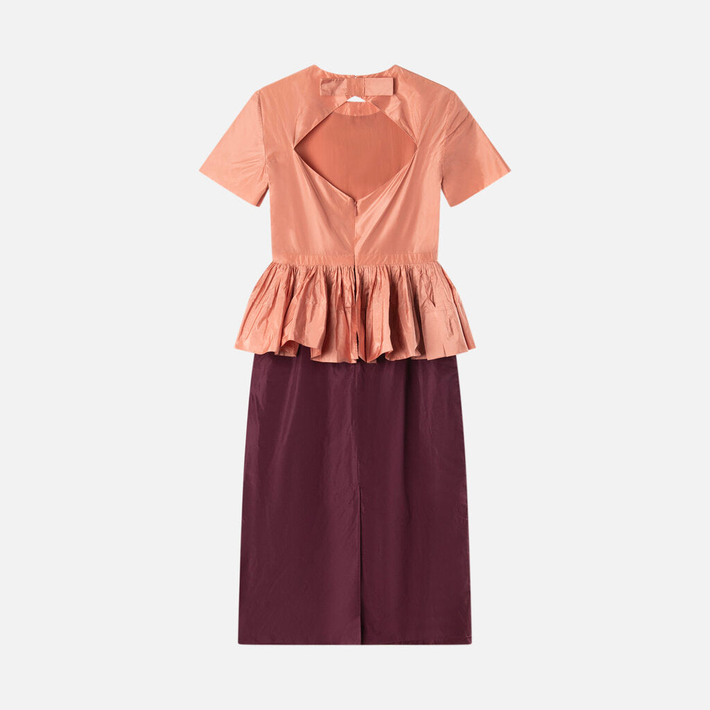 Gucci Pink/Purple Silk Peplum Midi Dress