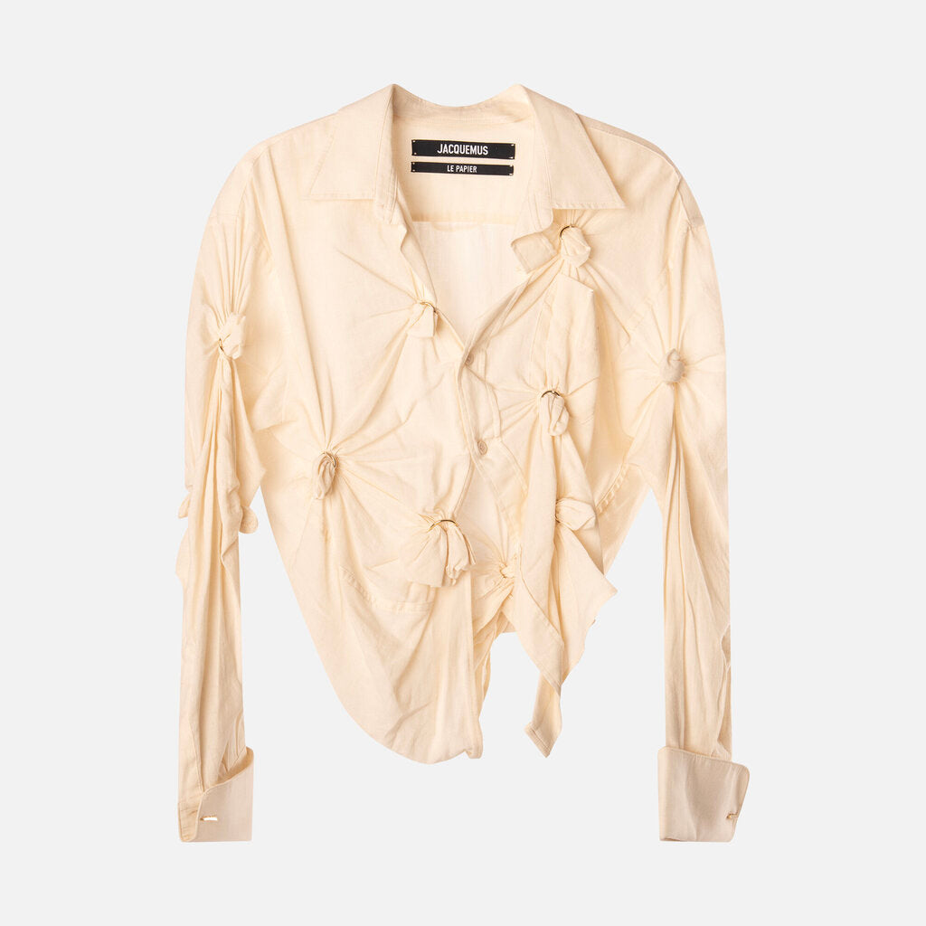Jacquemus Cream Cotton Knotted Shirt