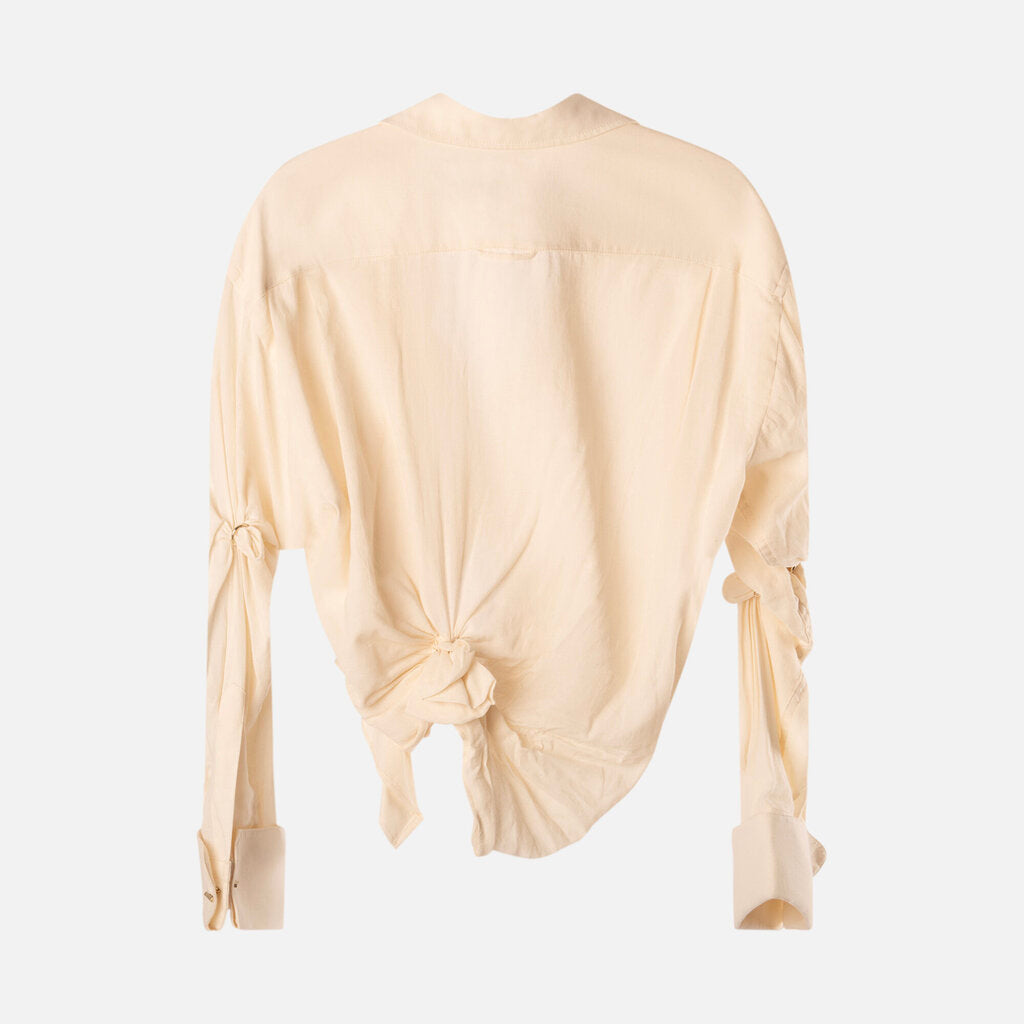 Jacquemus Cream Cotton Knotted Shirt