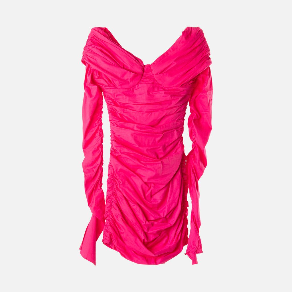 Giuseppe di Morabito Pink Cotton Ruched Mini Dress