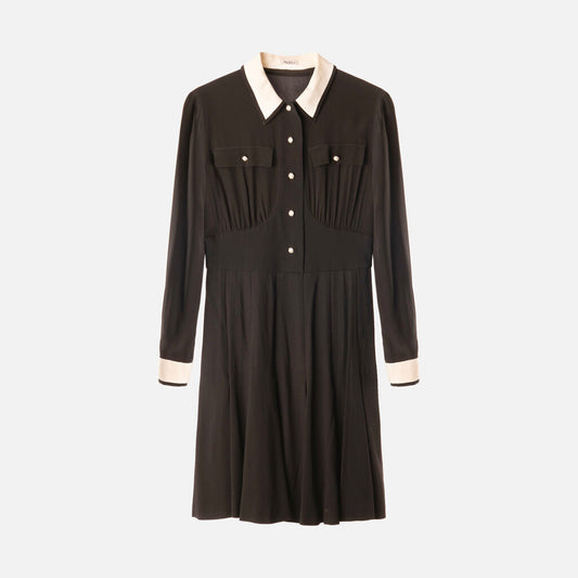 Miu Miu Black Viscose Pleated Dress