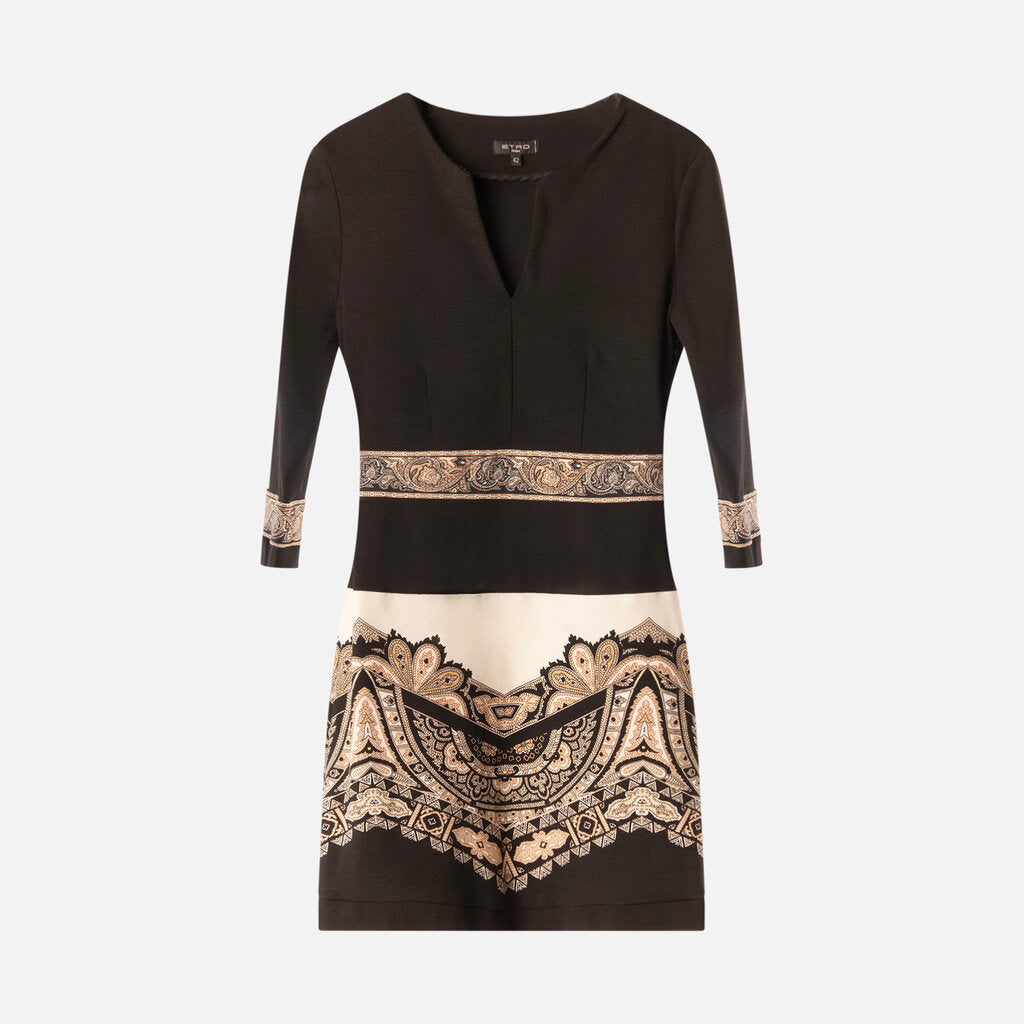 Etro Black Viscose/Wool Paisley Dress
