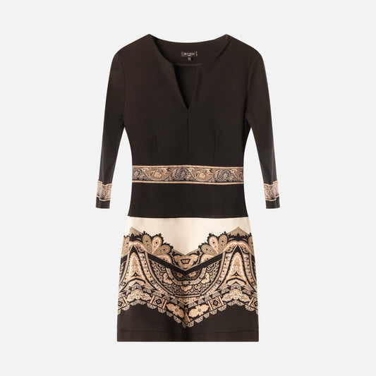 Etro Black Viscose/Wool Paisley Dress