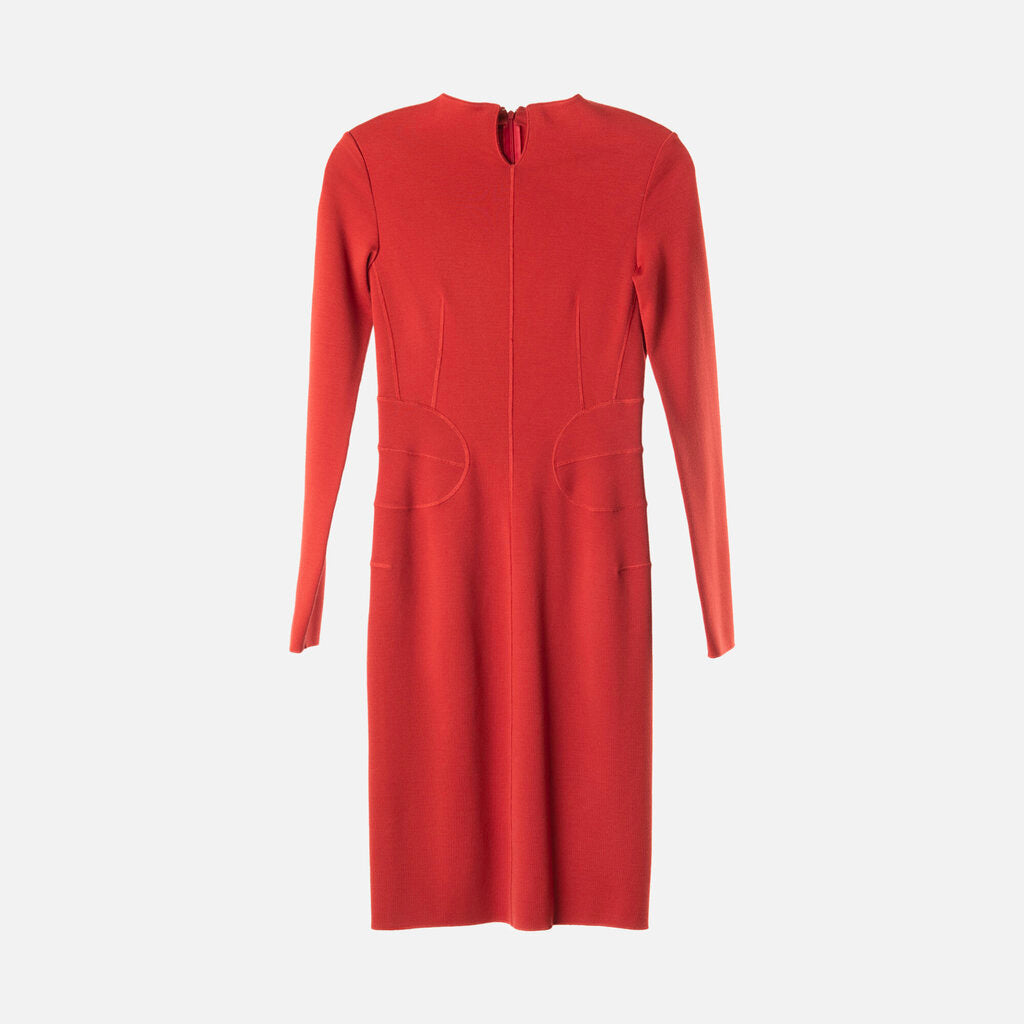Alaia Red Wool LS Midi Dress