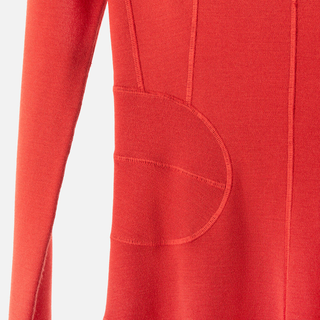 Alaia Red Wool LS Midi Dress