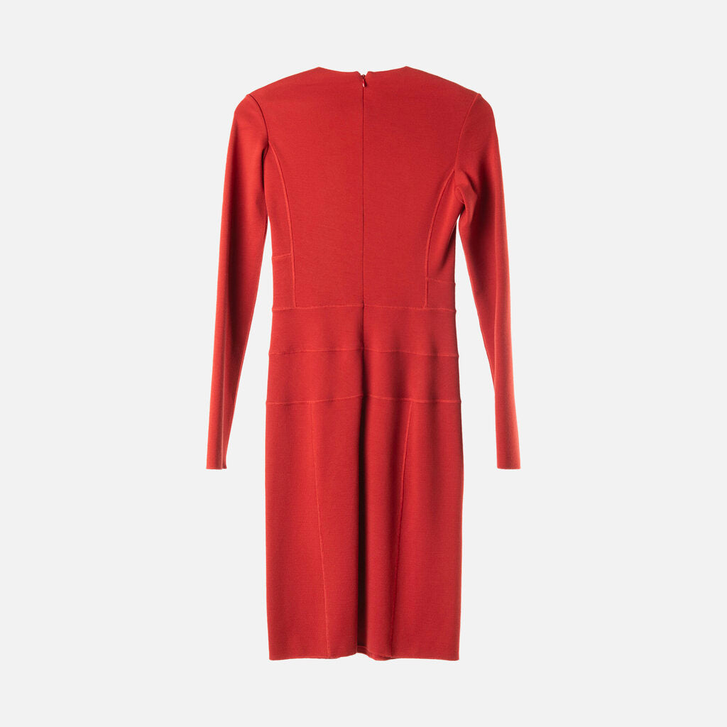 Alaia Red Wool LS Midi Dress