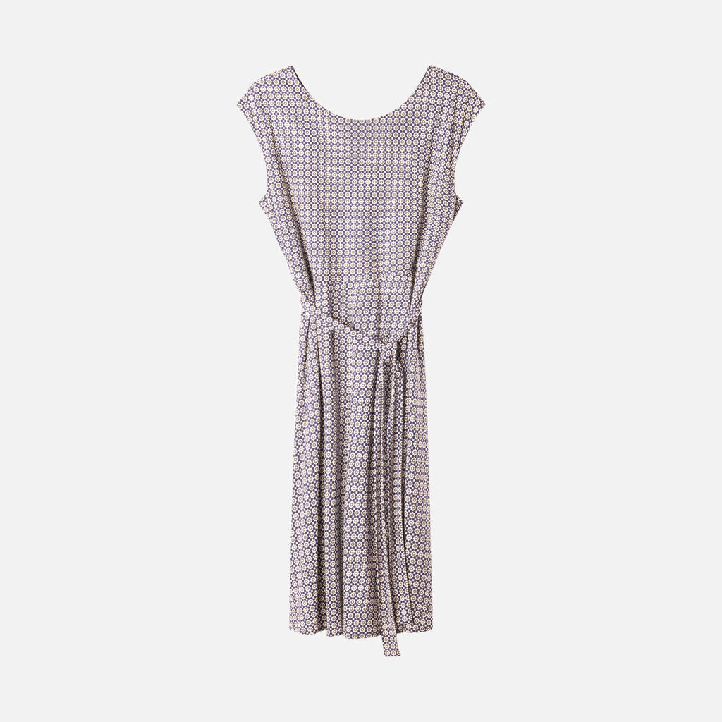 Max Mara Weekend Blue/White Belted Midi Dress